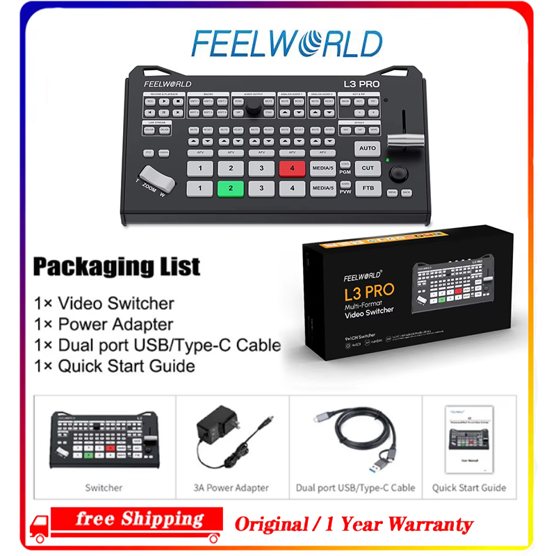 Hdmi Cable - FEELWORLD L3 PRO 5-Kanal-Videomischer, UVC-Eingang, Chroma-Key-Grünes