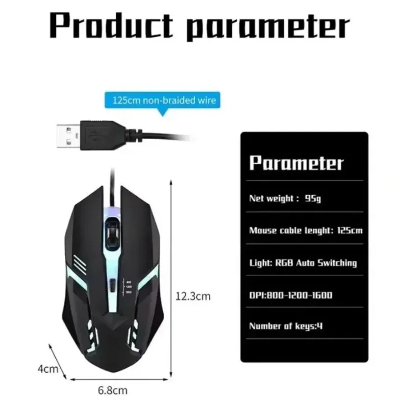 Bunte 3-Tasten-LED-E-Sports-US – Laptop Mouse Bewertung und Preis