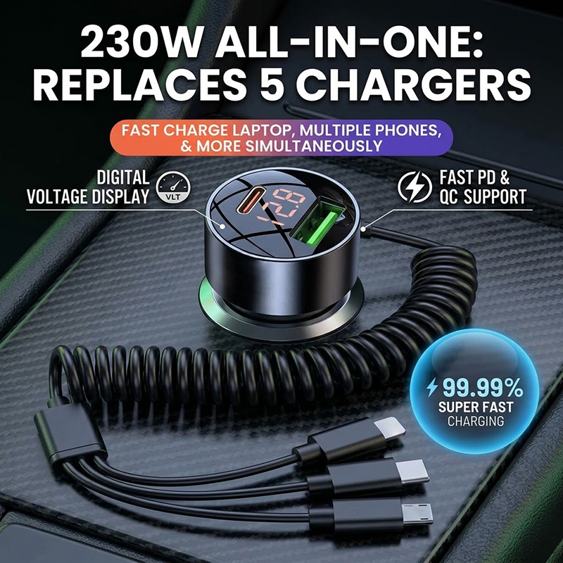 3-in-1-Autoladegerät mit auszi – Laptop Charger Bewertung und Preis